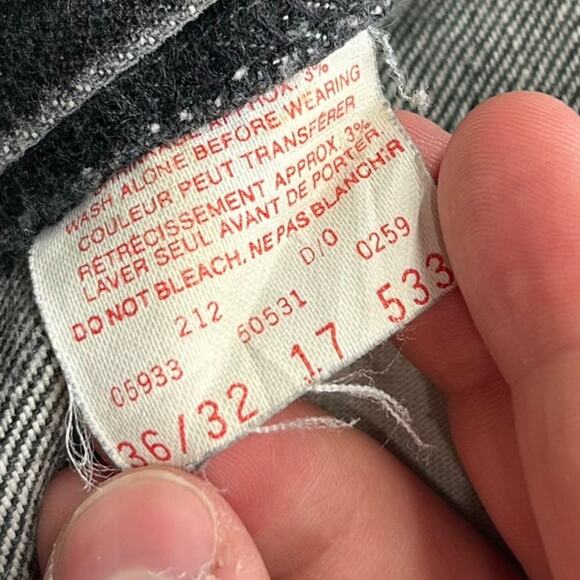 Vintage 80s Men's Levi's 531 Black Straight Leg Faded Denim Jeans 36x32 (35x33) - Picture 4 of 9